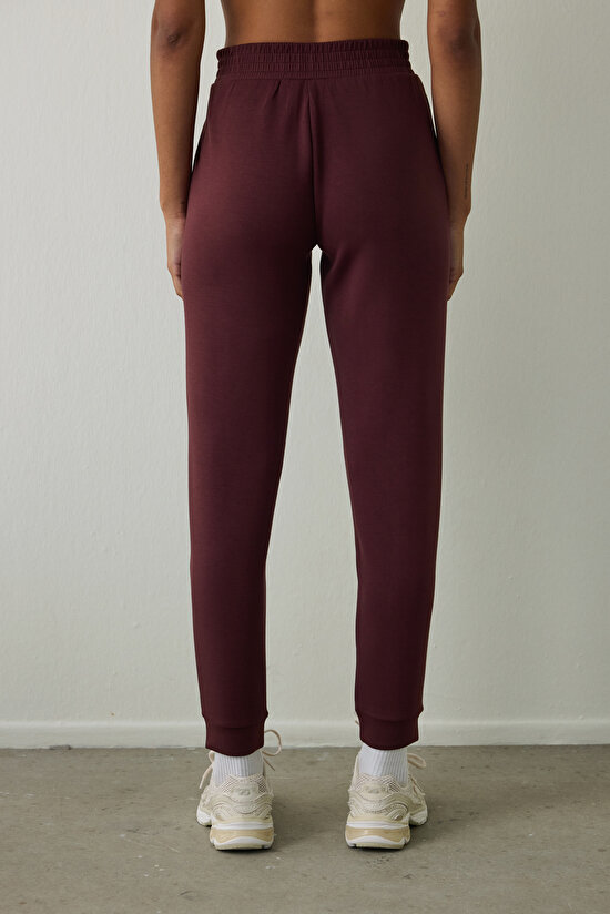 Bordo Silky Feel Cepli Jogger Eşofman Altı - 3