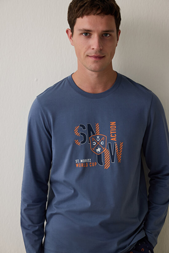 Erkek Snow Çizgili Pijama Takımı - 2