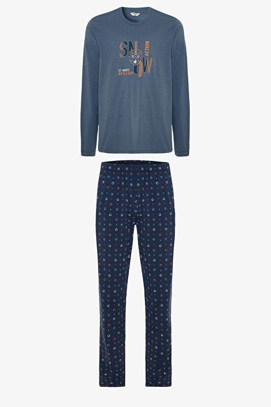 Erkek Snow Çizgili Pijama Takımı - 6