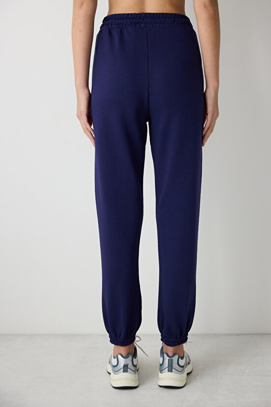 Koyu Indigo Yüksek Bel Cepli Eşofman Altı - 3