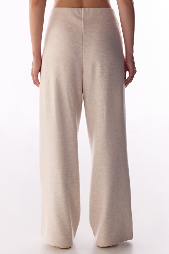 Beige Melange Warm Touch Wideleg Trousers - 2