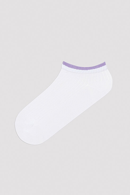Multicolored Ankle Line Beyaz 4lü Patik Çorap - 3