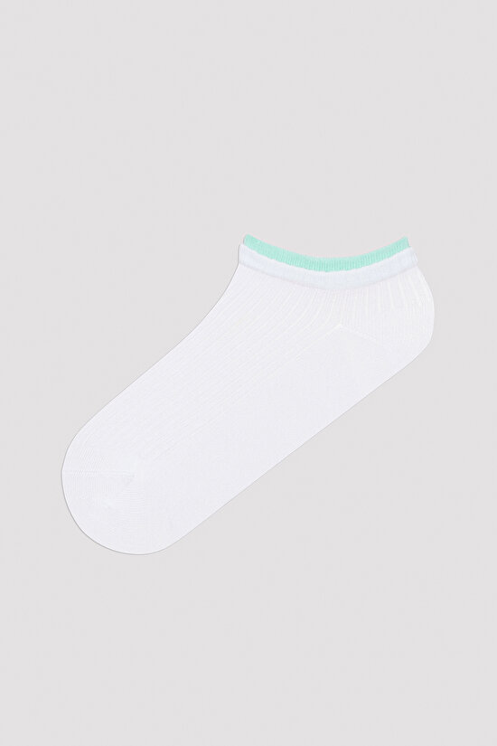 Multicolored Ankle Line Beyaz 4lü Patik Çorap - 4