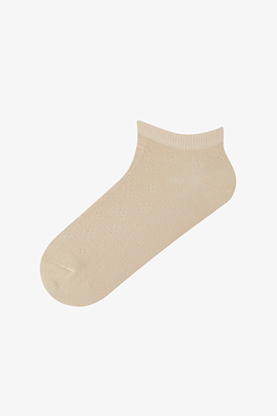 5 Çift Pamuklu Kendinden Desenli Patik Çorap - 3