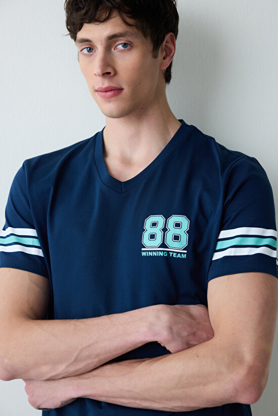 88 Çok Renkli Şortlu Pijama Takımı - 3