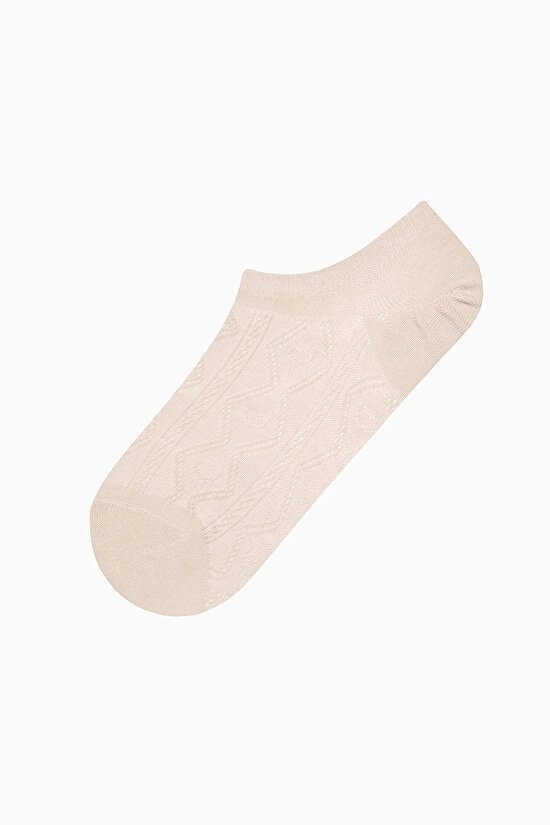 3 Çift Pamuklu Kendinden Desenli Sneaker Çorap - 3