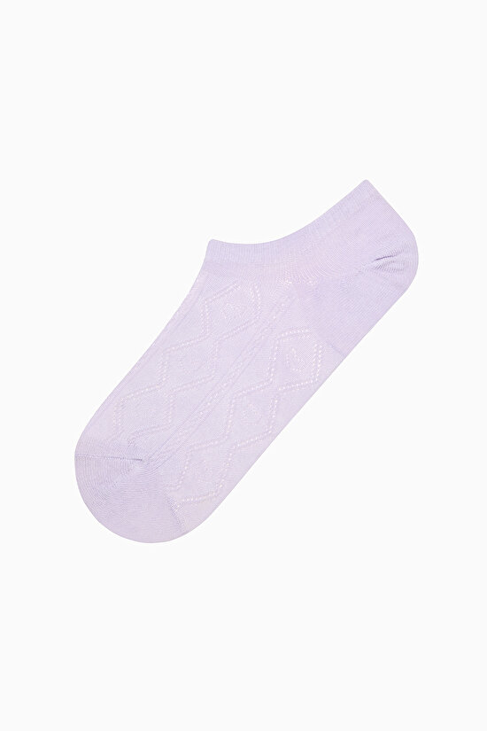 3 Çift Pamuklu Kendinden Desenli Sneaker Çorap - 4