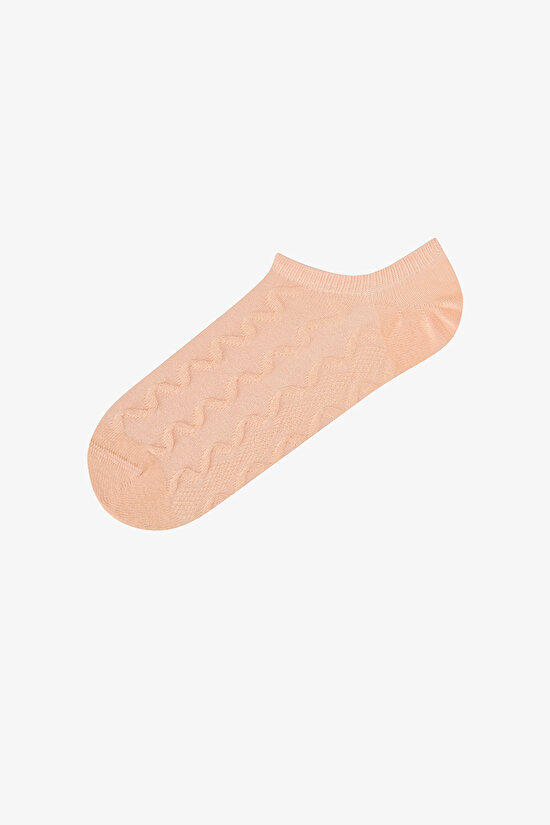 3 Çift Burun Dikişsiz Pamuklu Renkli Fiyonk Kabartma Desenli Sneaker Çorap - 4