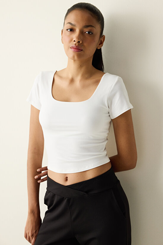 Square Neck Optic White Top - 3