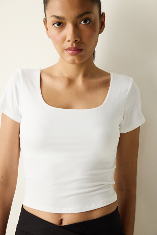 Square Neck Optic White Top - 4