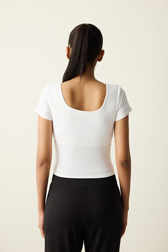 Square Neck Optic White Top - 7