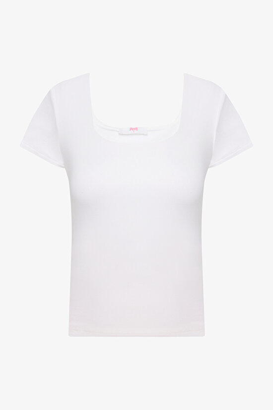 Square Neck Optic White Top - 9