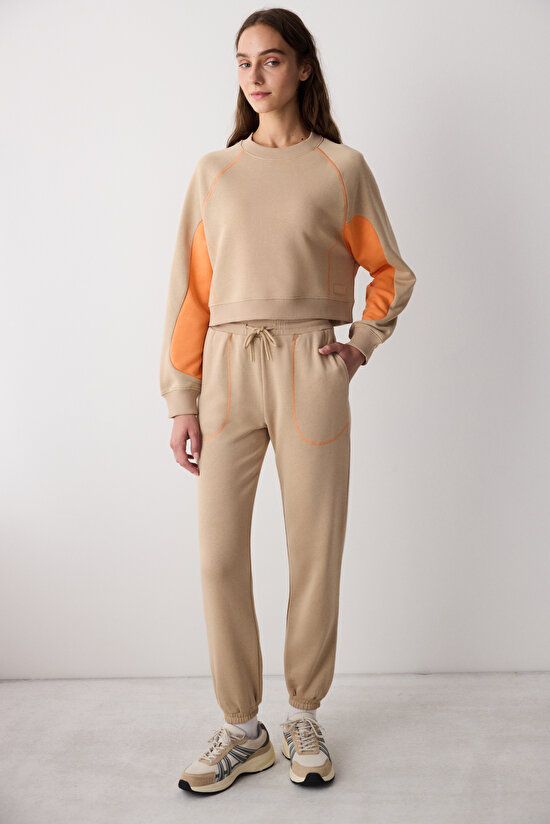 Bej Kol Detaylı Mirella Sweatshirt - Saude Koleksiyonu  Bej Kol Detaylı Mirella Sweatshirt - Saude Koleksiyonu  - 4