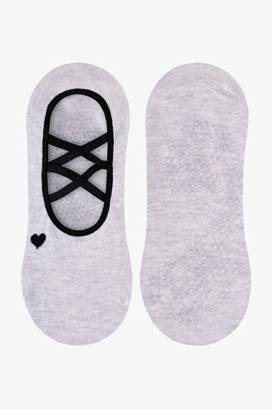 Seamless Toe Cotton Heart Patterned Pilates & Yoga Socks - 3