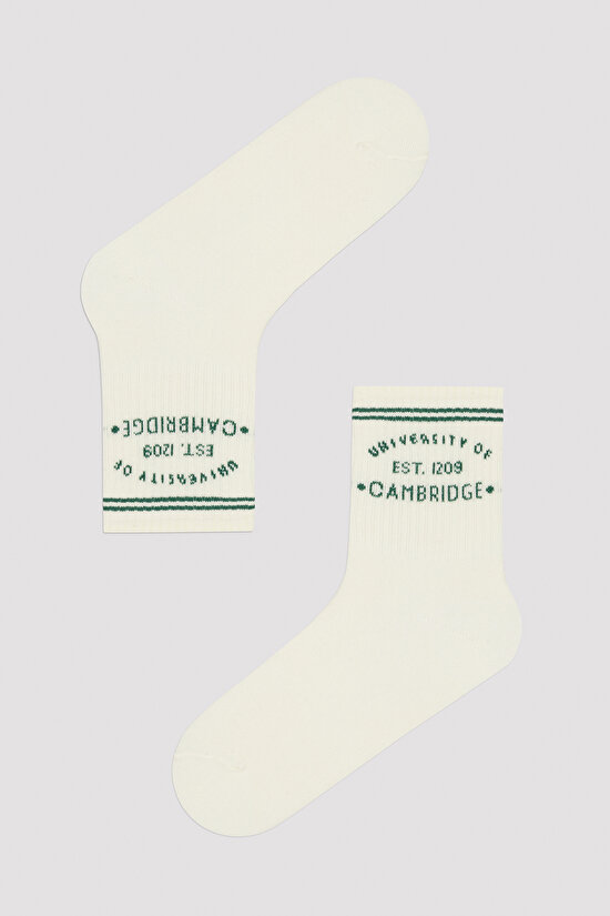 Cambridge Şerit Detaylı 2 li Yeşil Tenis Soket Çorap - Unique Koleksiyonu - 4