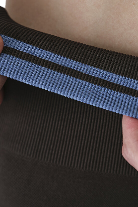 Haki Dikişsiz Seamless Katlanabilir Yüksek Bel Tayt - 4