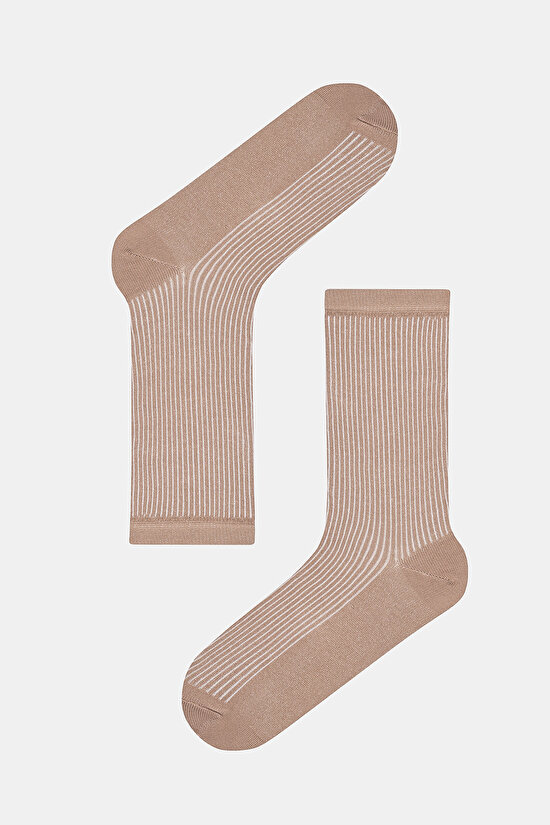 Basic Rib Kahverengi 3lü Soket Çorap - 2