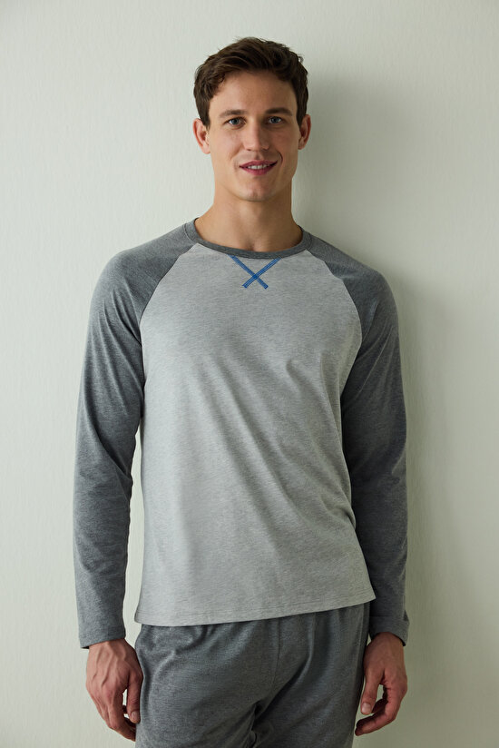 Erkek Çok Renkli Dark Gray Pantolon Pijama Takımı - 6