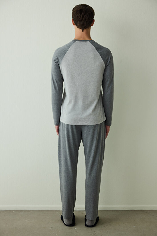 Erkek Çok Renkli Dark Gray Pantolon Pijama Takımı - 11