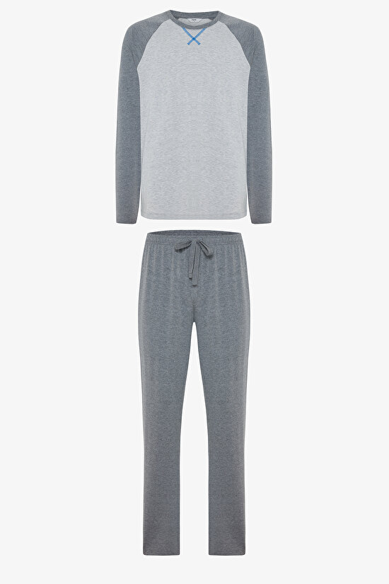 Erkek Çok Renkli Dark Gray Pantolon Pijama Takımı - 12