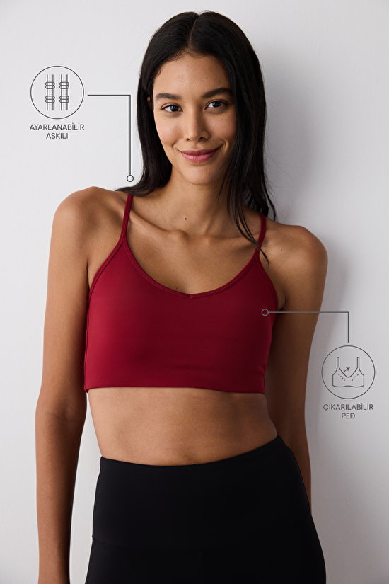 Bordo Hafif Destek New Light Spor Sütyeni - 3
