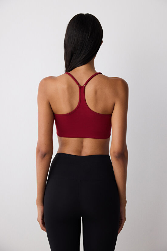 Bordo Hafif Destek New Light Spor Sütyeni - 6