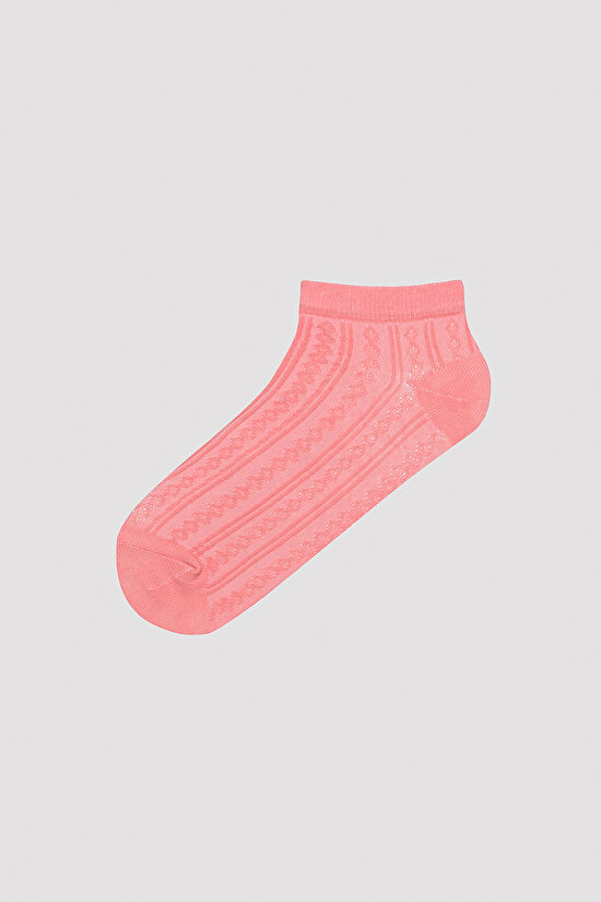 Colorful Jacquard Pembe 5li Patik Çorap - 2
