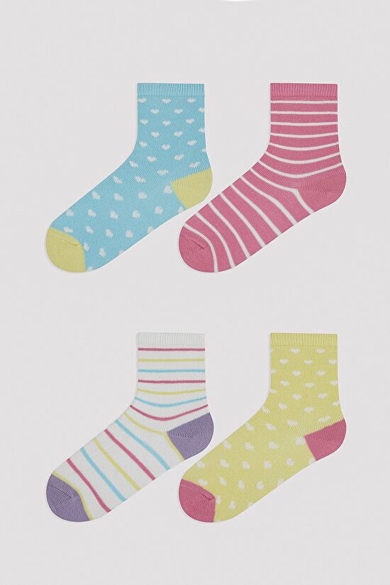 Kız Çocuk Party Renkleri 4 lü Soket Çorap - 1