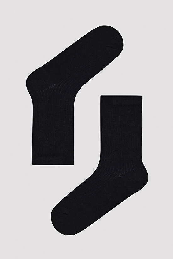 Basic Rib Siyah 3lü Soket Çorap - 2