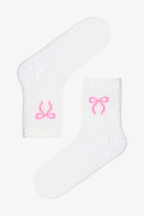 Karışık Renkli Kız Çocuk Ballerina Fiyonklu 2'li Soket Çorap - 3