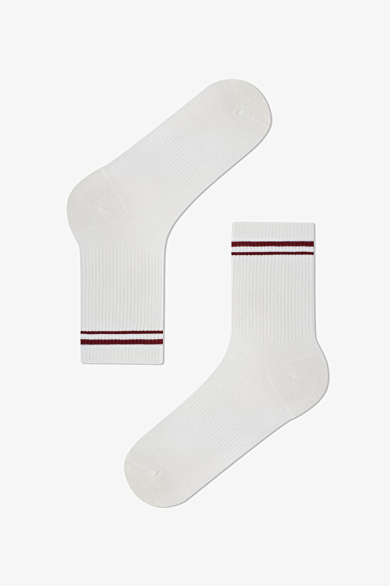 Bambu Karışımlı Çizgili Spor Tenis Soket Çorap - 1
