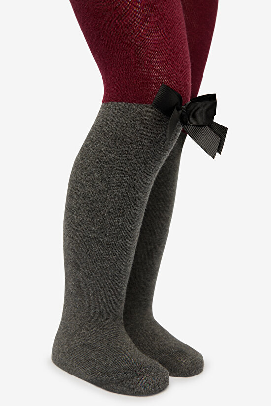 Pretty Ribbon Bordo  Külotlu Çorap - 5