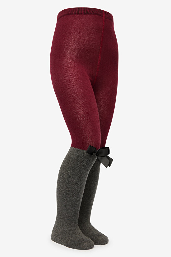 Pretty Ribbon Bordo  Külotlu Çorap - 6