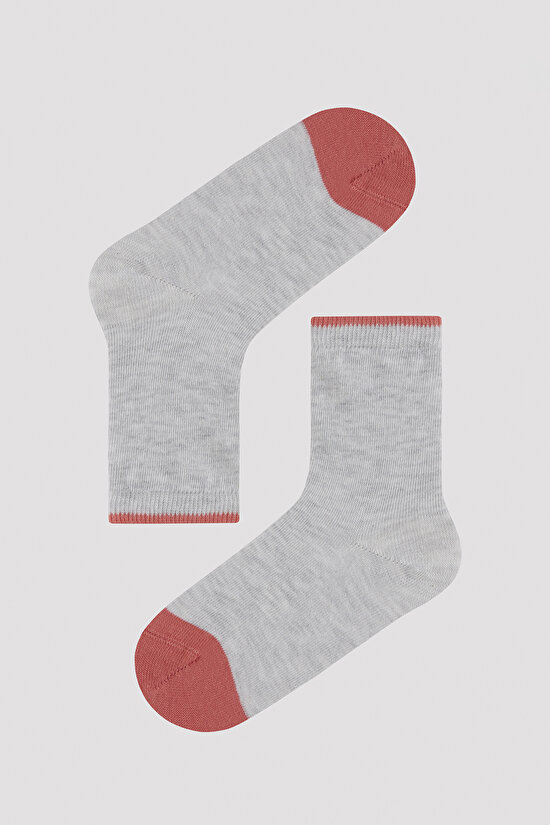 Kız Çocuk Pembe Gri Şeritli 4 lü Soket Çorap - 4