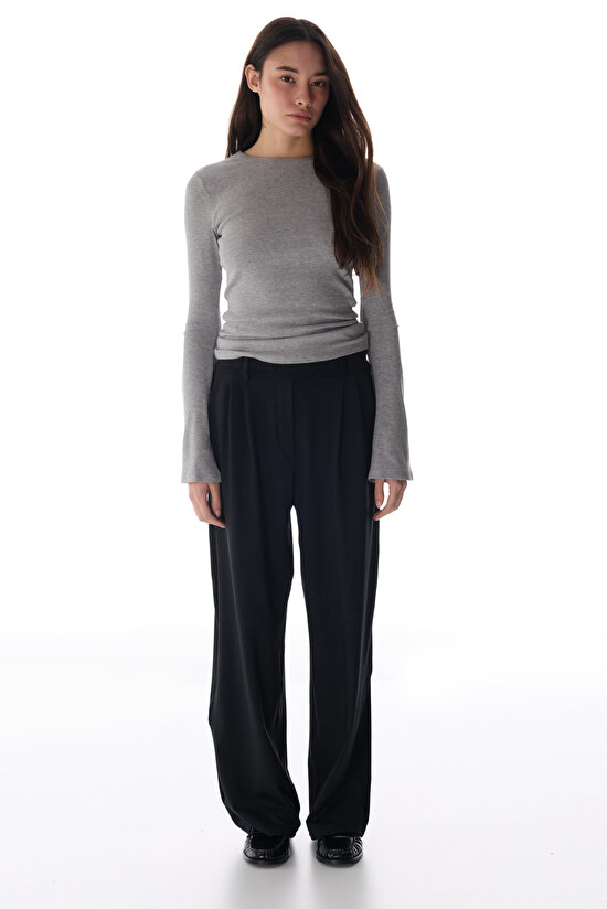 Black Pleated Daily Pants - 3