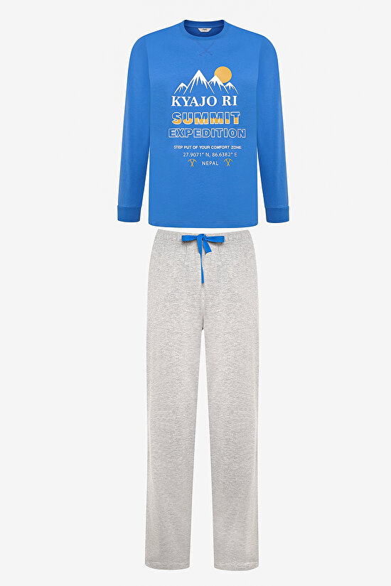 Mountain Çok Renkli Pantolon Pijama Takımı - 6