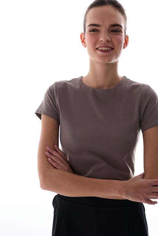 Gray Clean Neck T Shirt