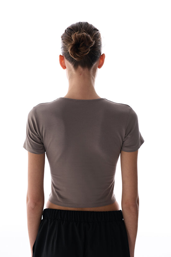 Gray Clean Neck T Shirt - 5