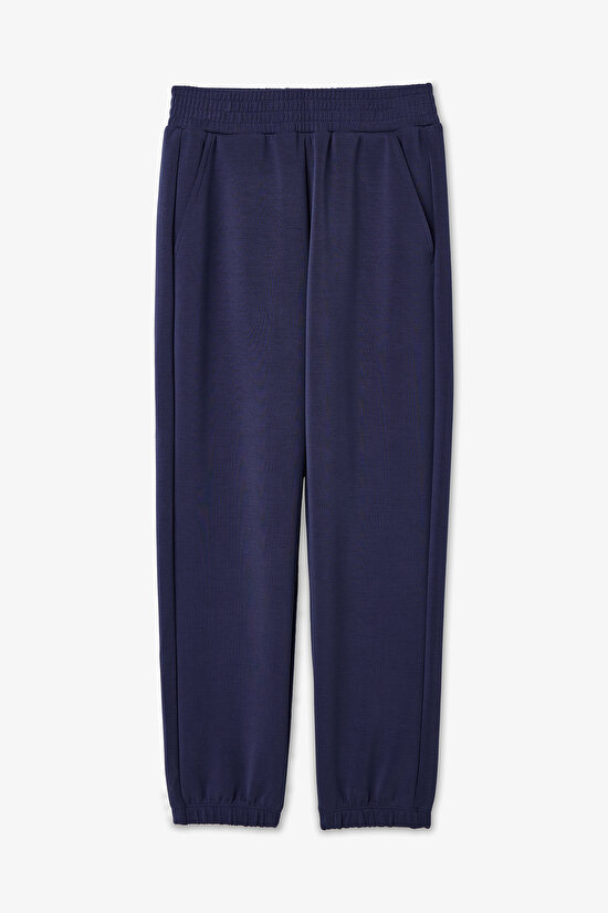 Koyu İndigo Kız Çocuk Soft Oversize Yüksek Bel Jogger Eşofman Altı - 1