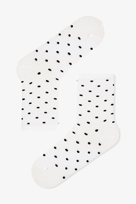 5 Çift Pamuklu Puantiye Desenli Soket Çorap - 3