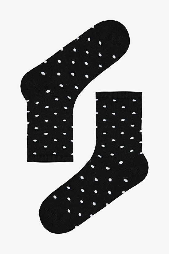 5 Çift Pamuklu Puantiye Desenli Soket Çorap - 4
