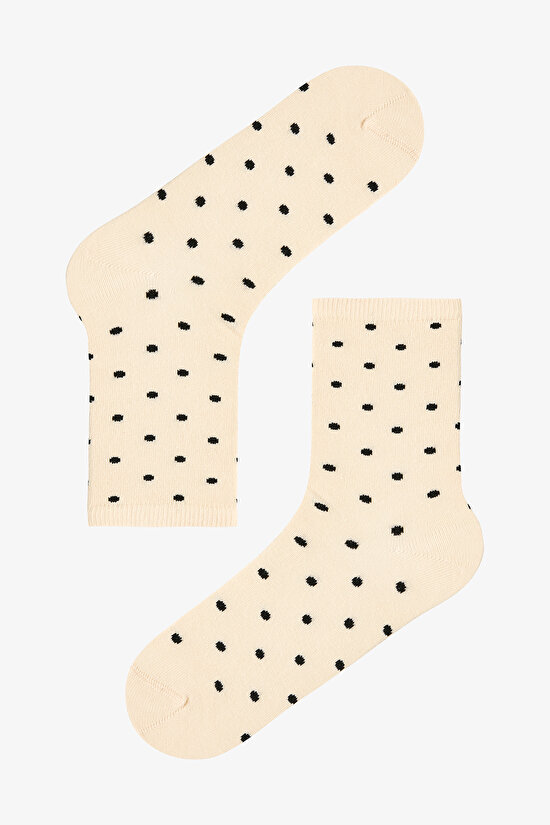 5 Çift Pamuklu Puantiye Desenli Soket Çorap - 5