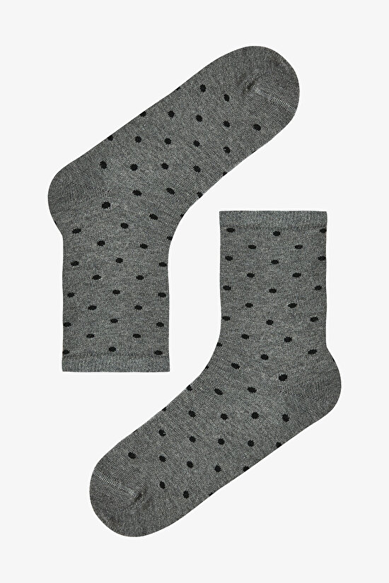 5 Çift Pamuklu Puantiye Desenli Soket Çorap - 6