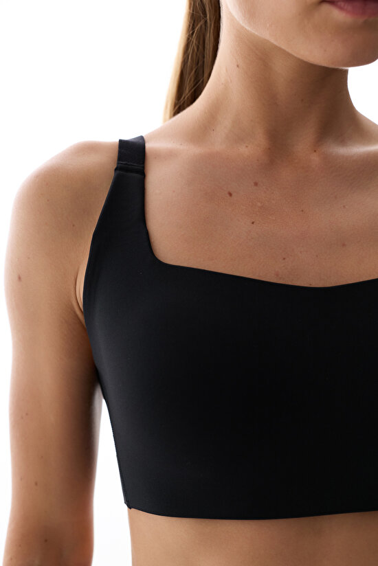 Black Cross Back Fixed Padding Sports Bra - 3