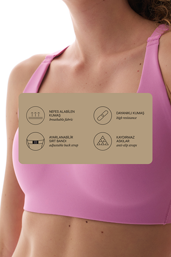 Lilac Cross Back Fixed Padding Sports Bra - 3