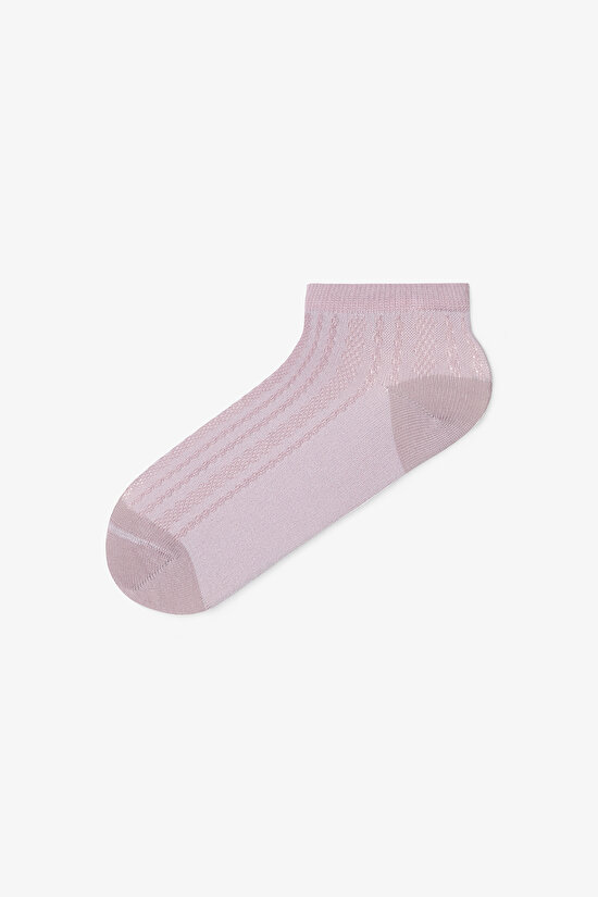 5 Çift Pamuklu Kendinden Jakar Desenli Patik Çorap - 6