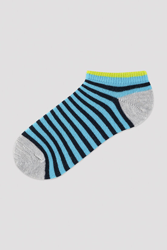 Erkek Çocuk Mavi Kamuflaj 4lü Patik Çorap - 4
