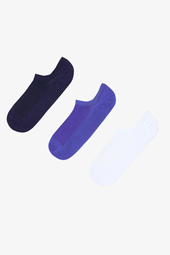 Erkek Single Stripe 3lü Sneaker Lacivert Çorap - 1