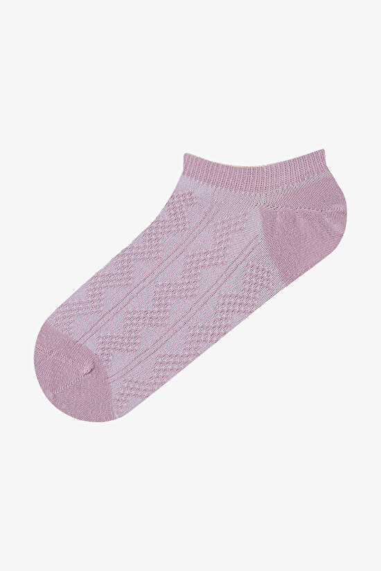 5 Çift Pamuklu Mor Tonlu Burun Dikişsiz Sneaker Çorap - 5