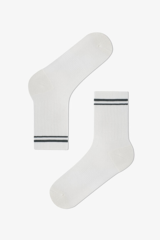 Bambu Karışımlı Çizgili Spor Tenis Soket Çorap - 1